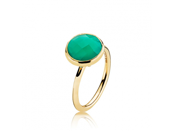 Prima Donna - Ring forgylt Green Onyx