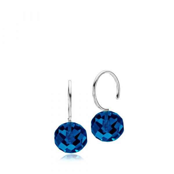Marble - Øreringer Sølv Royalblue Crystal Glass