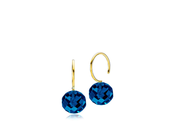 Marble - Øreringer forgylt sølv Royalblue Crystal Glass