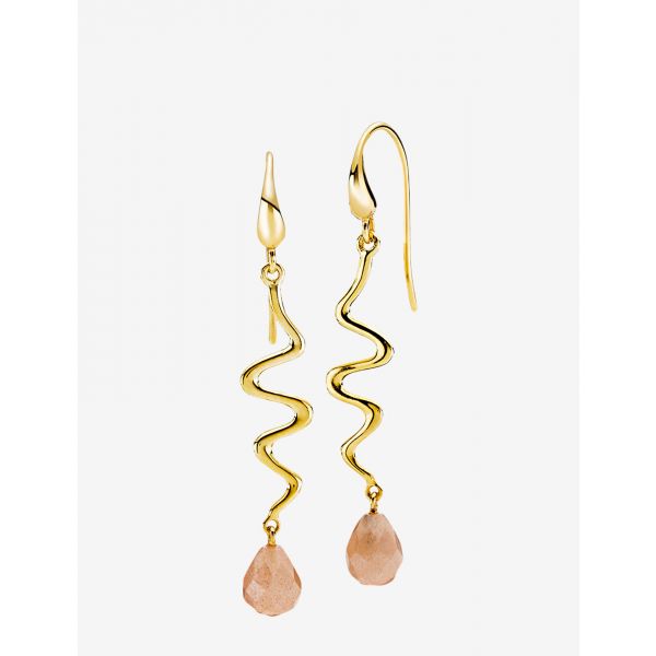 Saniya - &Oslash;reringer forgylt Peach Moonstone