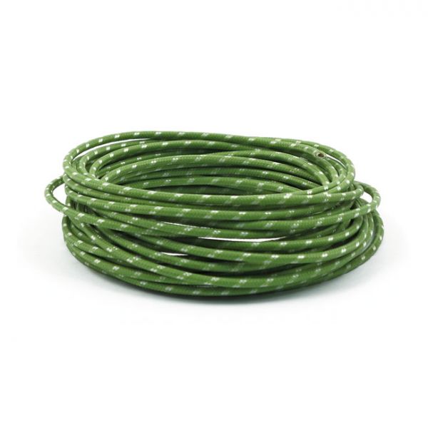 7,5 M.,GREEN/WHITE.  CLASSIC CLOTH COVERED WIRING