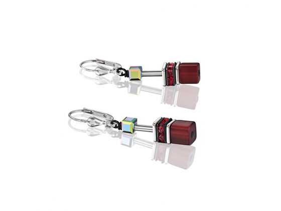 GEOCUBE Dark Red/Black Earrings