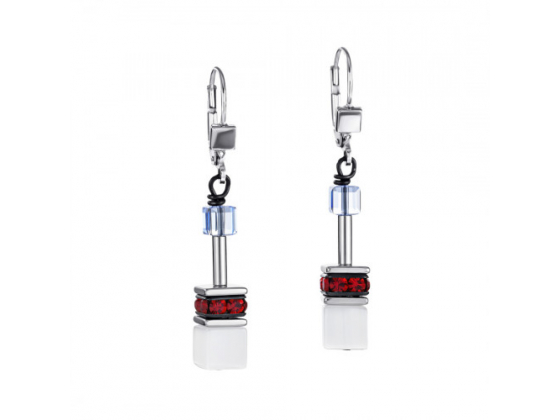 GEOCUBE Earrings Red/Blue/White 