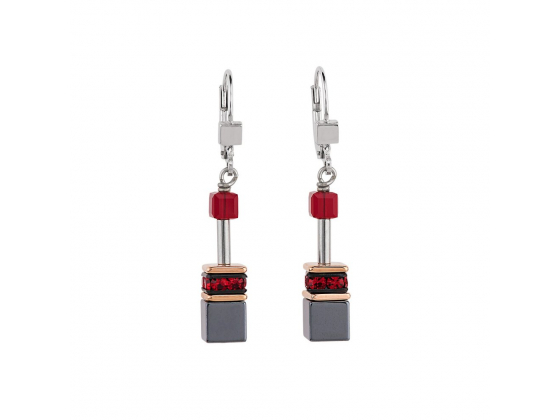 GEOCUBE Earrings Dark Red/Gold 