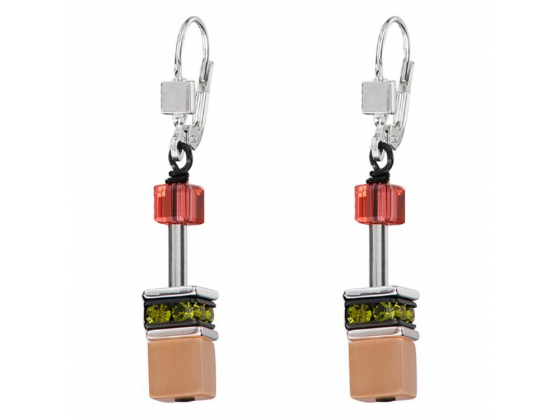 GEOCUBE Peach/Olive Earrings