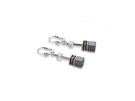 GEOCUBE Grey Crystal Drop Earrings 