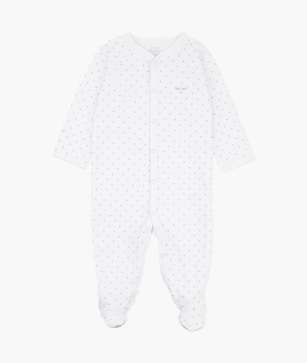 Saturday Simplicity Footie - White/Silver Dots