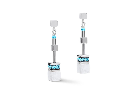 GEOCUBE Earrings Aqua Blue & Howlite 
