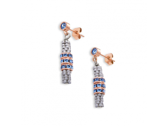 Blue Golden Glitter Earrings