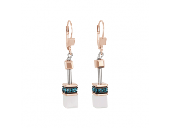 GEOCUBE Earrings Golden White/Turquoise 
