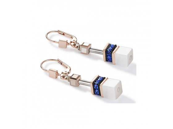 GEOCUBE Earrings Golden Blue/White 