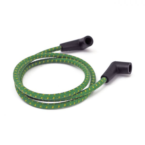 UNIVERSAL 40" SPARK PLUG WIRE SET. COTTON CLOTH,GREEN/YELLOW