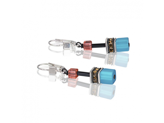 GEOCUBE Peach/Blue Earrings