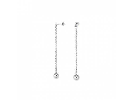 Long Silver Circle Earrings