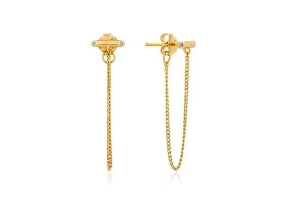 Gold Shimmer Chain Stud Earrings