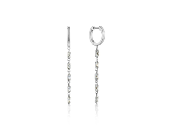 Silver Glow Drop Huggie Hoops