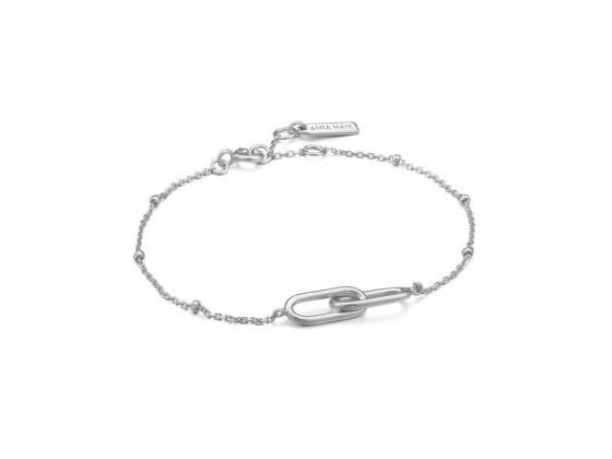 Silver Beaded Chain Link Bracelet