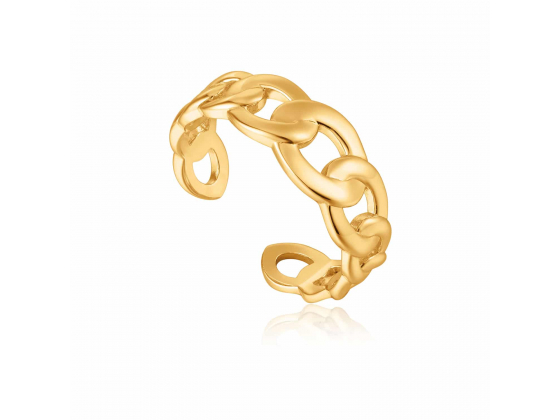 Gold Curb Chain Adjustable Ring