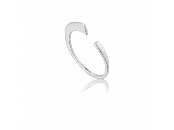 Silver Geometry Curved Adjustable Ring