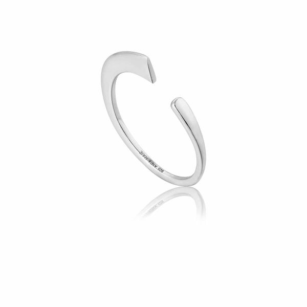 Silver Geometry Curved Adjustable Ring