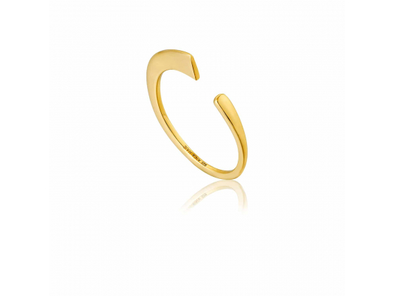 Gold Geometry Curved Adjustable Ring