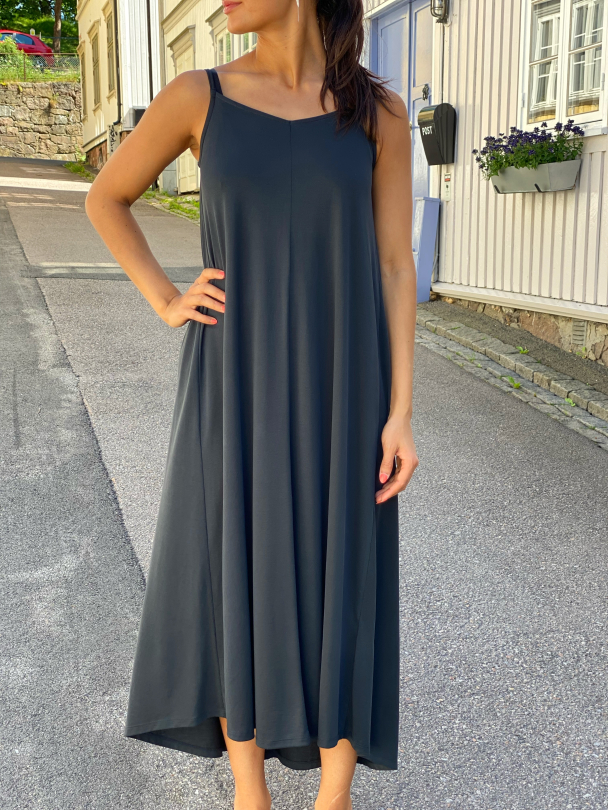 Fina Midi Strap Dress - Black - Image 1