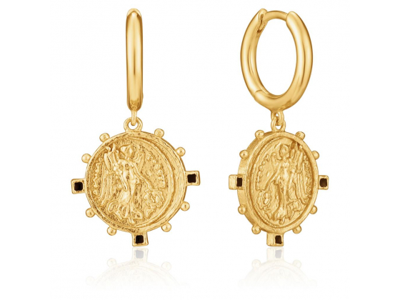 Gold Victory Goddess Mini Hoop Earrings