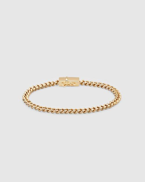 ROUNDED CURB BRACELET THIN GOLD TOM WOOD
