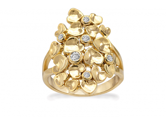 Golden Random Hearts - Ring