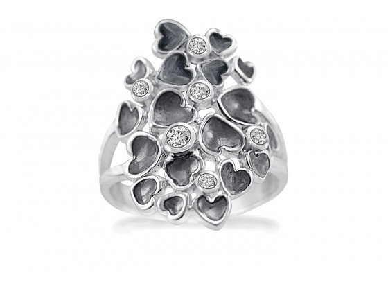 Silver Random Hearts - Ring