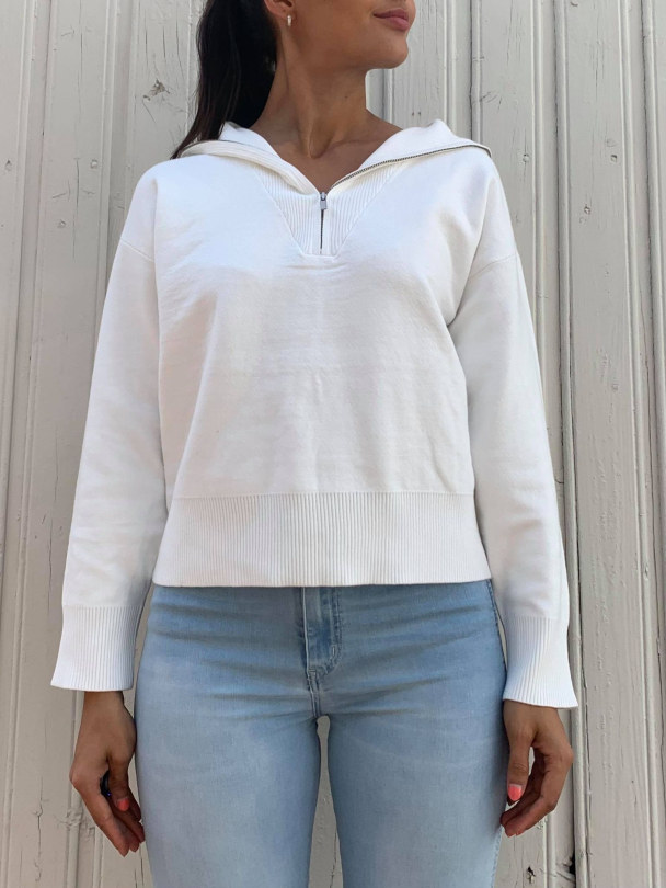 Talli Zipper Pullover - Egret  - Image 3