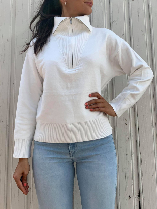 Talli Zipper Pullover - Egret  - Image 1