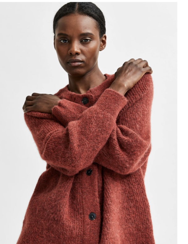 Lulu Knit Short Cardigan - Chili Oil Melange - Image 3