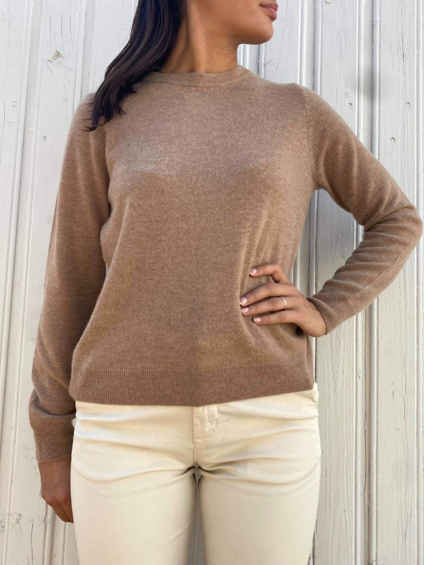 Fudge Cashmere Knit O-Neck - Amphora/Melange - Image 1