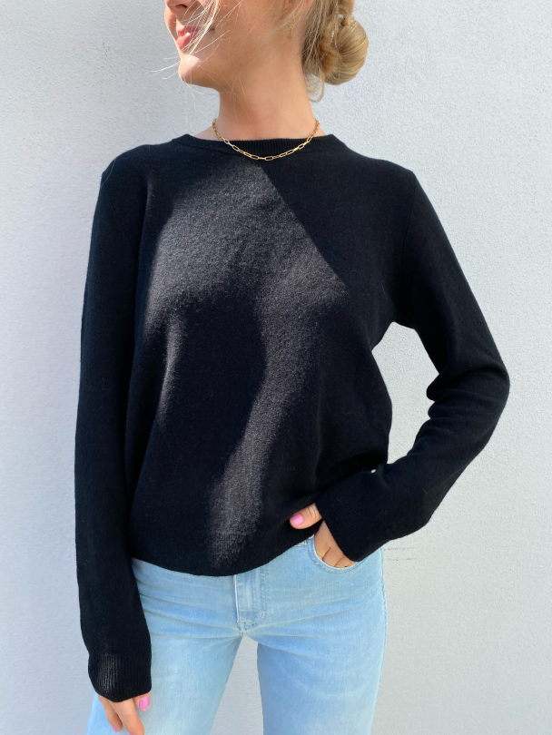 Fudge Cashmere Knit O-Neck - Black  - Image 1