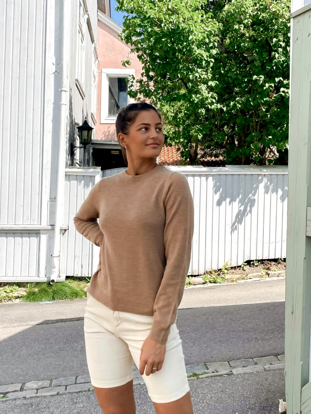 Fudge Cashmere Knit O-Neck - Amphora/Melange - Image 3