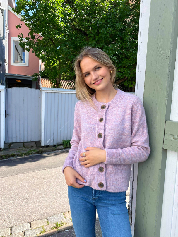 Sia Knit Cardigan - Chalk Pink/Melange - Image 2