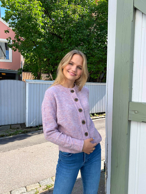 Sia Knit Cardigan - Chalk Pink/Melange - Image 3