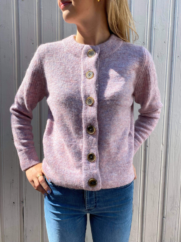 Sia Knit Cardigan - Chalk Pink/Melange - Image 1