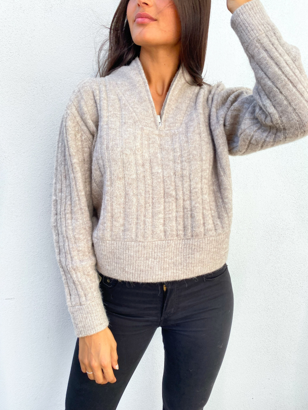 Alpha zipper pullover - warm sand mel  - Image 1