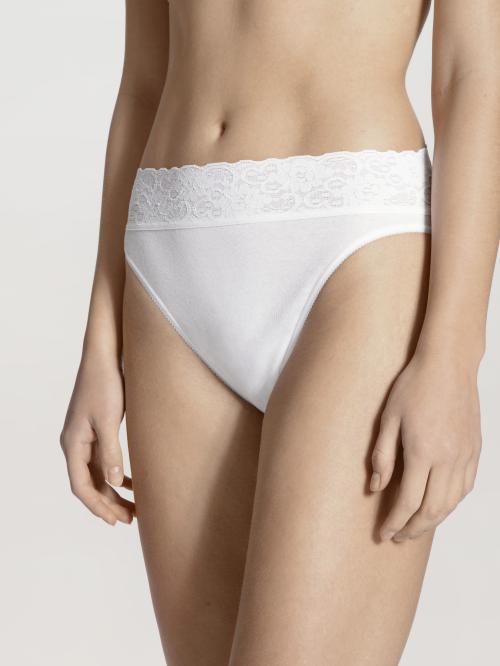 '100% bomull' brief high waist med blonde, hvit