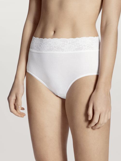 '100% bomull' midi brief high waist med blonde, hvit