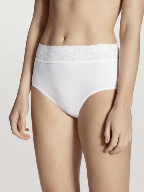 '100% bomull' midi brief high waist med blonde, hvit