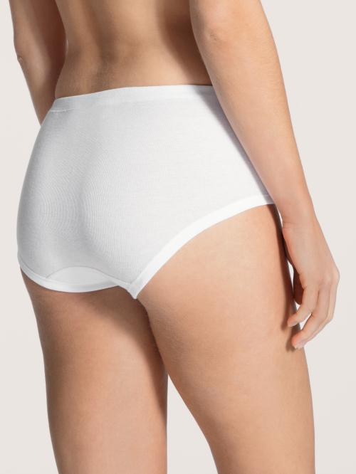 '100% bomull' midi brief high waist, hvit