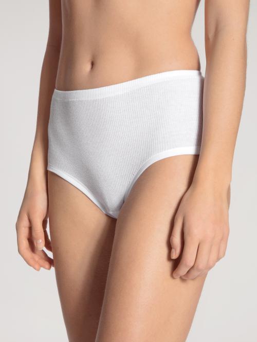 '100% bomull' midi brief, hvit