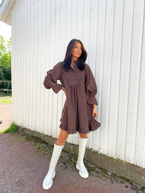 Baby Cord Shift Dress - Brown  - Image 2