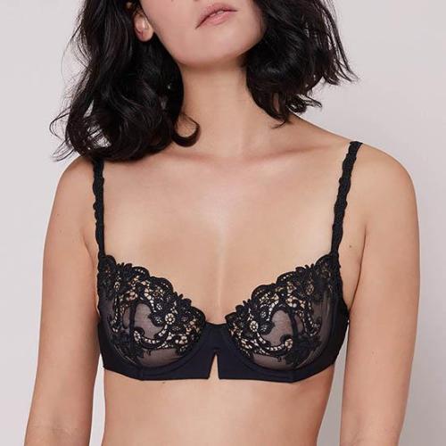 'Saga' half cup bra, sort