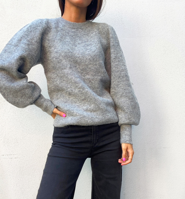 Kashmera  Knit O-Neck - Grey Melange  - Image 1