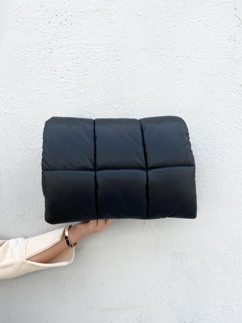 Wanda Faux Leather Clutch Bag - Black 