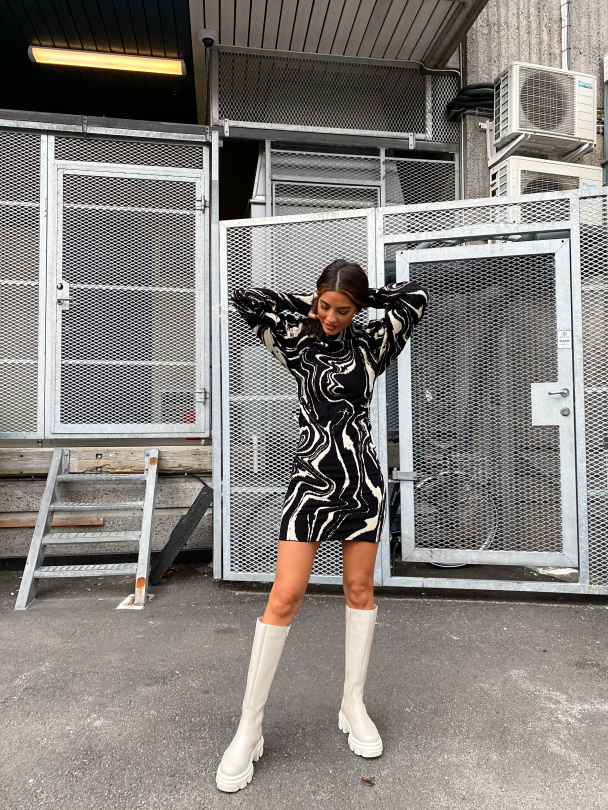 Kendra Knit Dress - Ecru Comb - Image 8